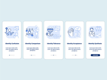 Stages of coming out light blue onboarding mobile app screen preview picture