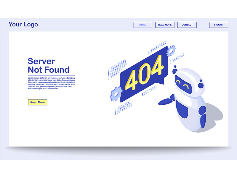 Server not found isometric webpage template