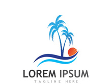 Summer palm tree logo design.