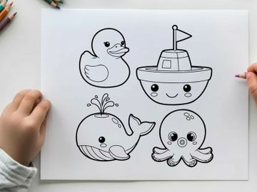 Cute sea animals set flat design vector illustration preview picture