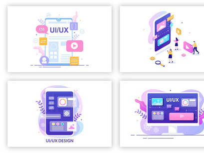 16 UI & UX Programmer Flat Design