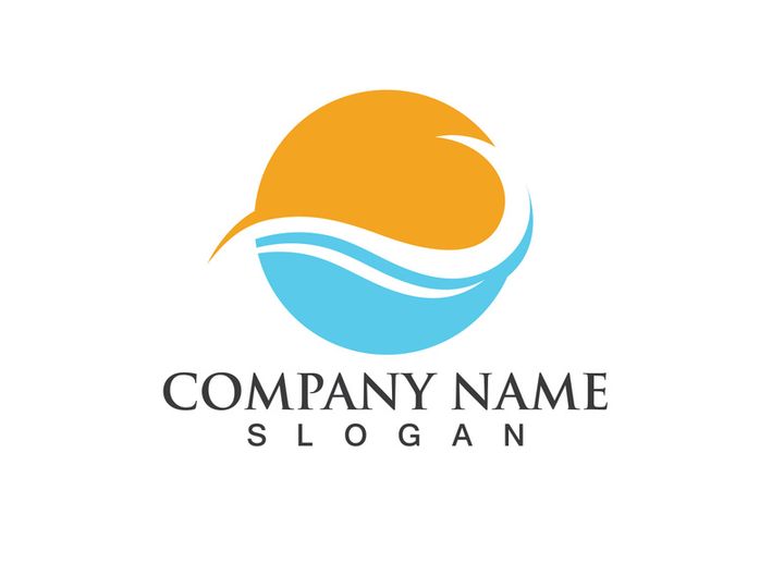 Wave Blue Water beach Logo vector Icon
