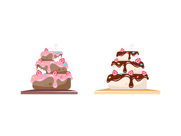 Cake flat color vector objects set preview picture