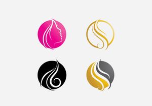 Hair woman and face logo and symbols