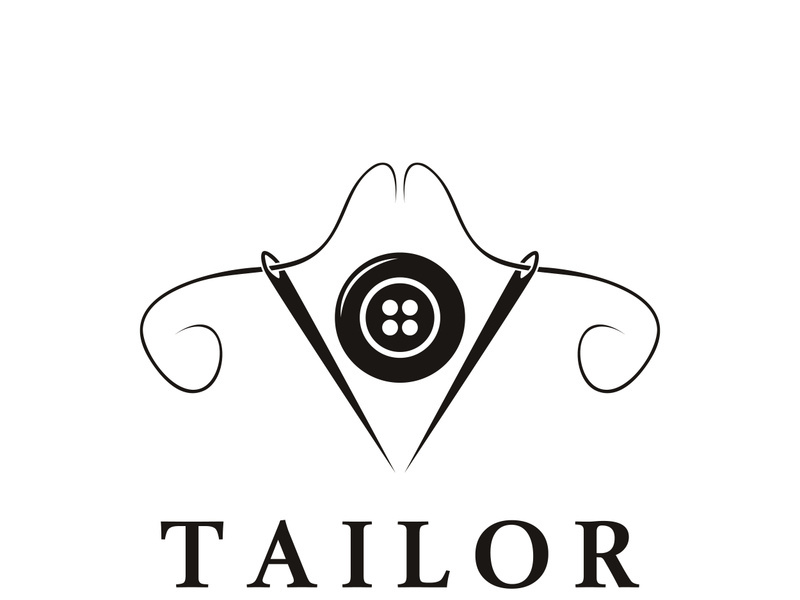Tailor logo icon illustration template combination of buttons for clothes, thread and sewing machine, for clothing product design