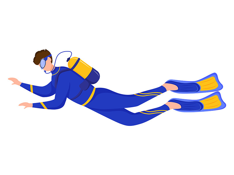 Diver flat vector illustration