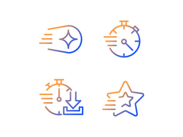 Speed and time gradient linear vector icons set preview picture