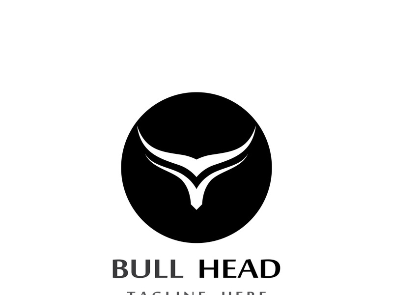 Retro vintage bull head horns logo.