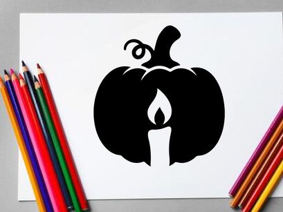 Halloween pumpkin with candle silhouette for spooky holiday decor