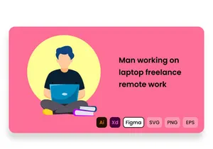 Man working on laptop freelance remote work.