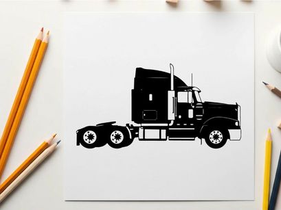 Silhouette of a large semi truck with sleeper cabin