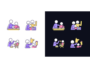 Effective parenting style light and dark theme RGB color icons set preview picture