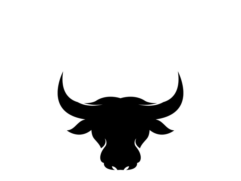 Retro vintage bull head horns logo design.