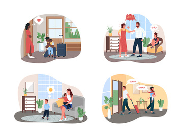 Family conflict 2D vector web banner, poster set preview picture