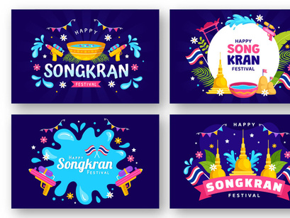 12 Songkran Festival Day Illustration