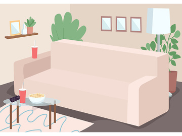 Couch for family leisure flat color vector illustration preview picture