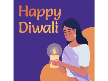 Happy Diwali greeting card template preview picture