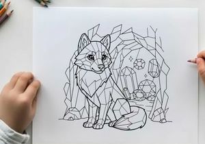 Geometric wolf with diamonds vector illustration flat design