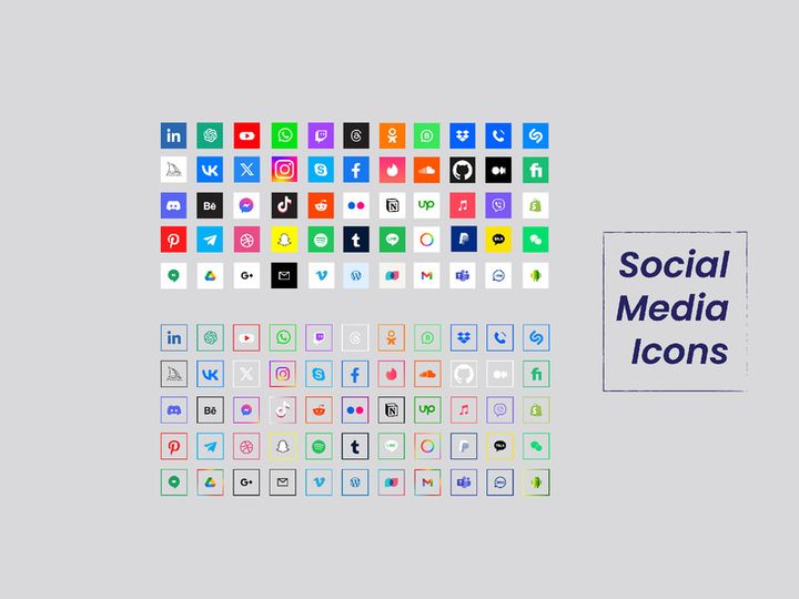 Popular social media logo icons