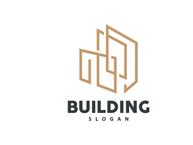 Building Logo, Vector For Building Construction, Premium Simple Line Design