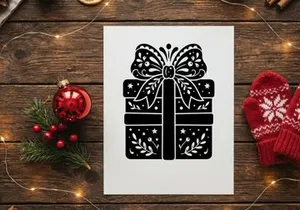 Kotak Hadiah Natal dengan Pita dan Dekorasi