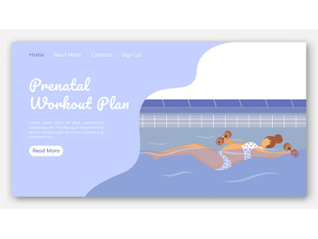 Prenatal workout plan landing page vector template preview picture