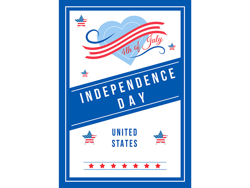 Independence Day anniversary poster flat vector template