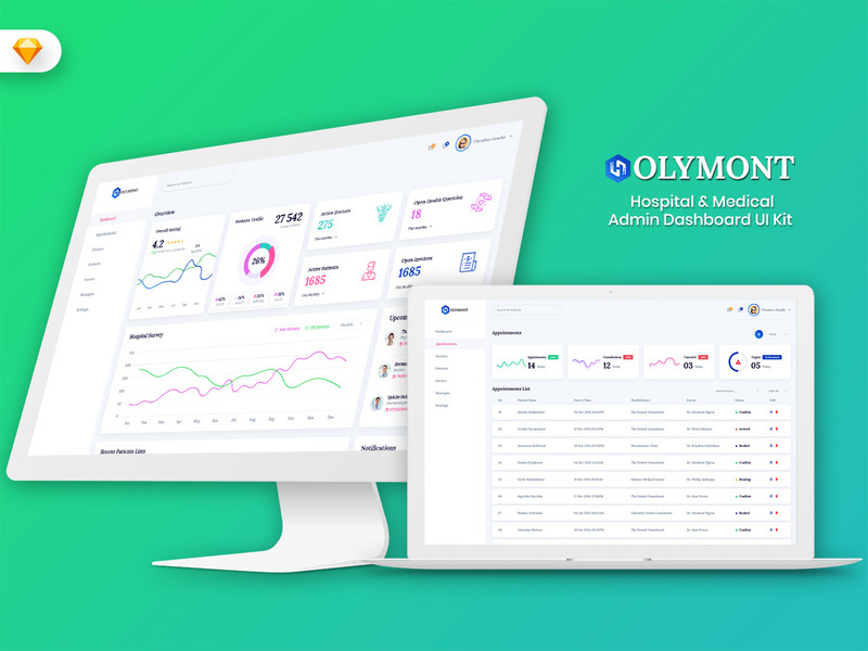 Holymont - Medical Admin Dashboard UI Kit (SKETCH)