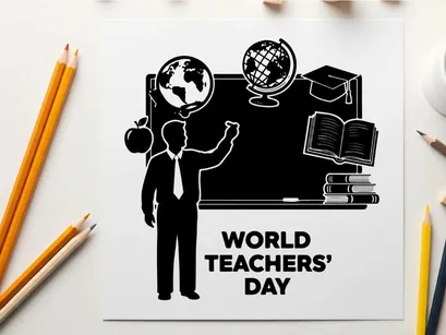 Flachdesign-Vektorgrafik zum Welttag der Lehrer Illustration