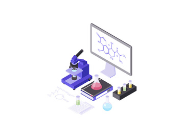 Microscope isometric color vector illustration preview picture