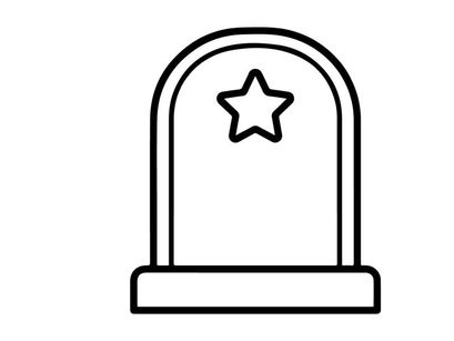 Icono de lápida con símbolo de estrella. Gráfico de marcador de tumba para proyectos de diseño de Halloween.