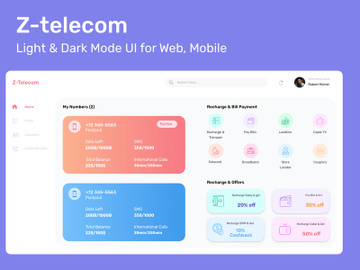 Z telecom Web & Mobile, Light and Dark UI Options preview picture