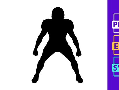American football player in defensive stance silhouette