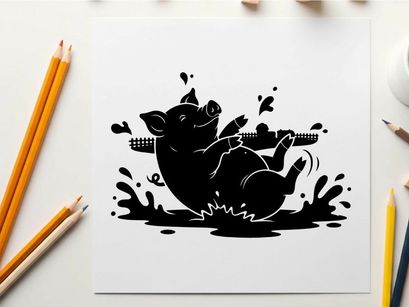 pig playing electric guitar in water splash vector illustration