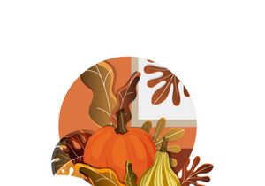 Set of different animals with autumn season background.