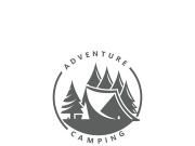 Camping and outdoor adventure logo for the Hiking. emblem illustration