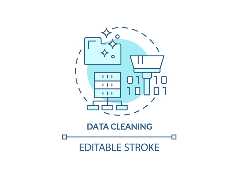 Data cleaning turquoise concept icon