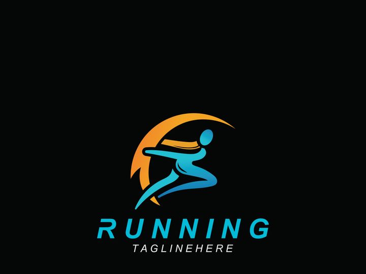 Running sport athlete logo design concept illustration template