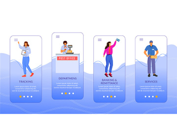 Post office onboarding mobile app screen vector template preview picture