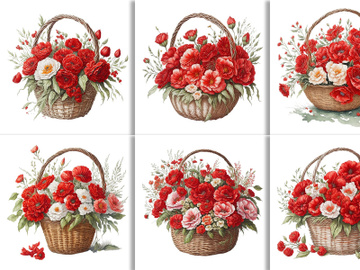 Watercolor Floral Flower Basket Design preview picture