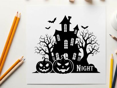 haunted house halloween night vector illustration
