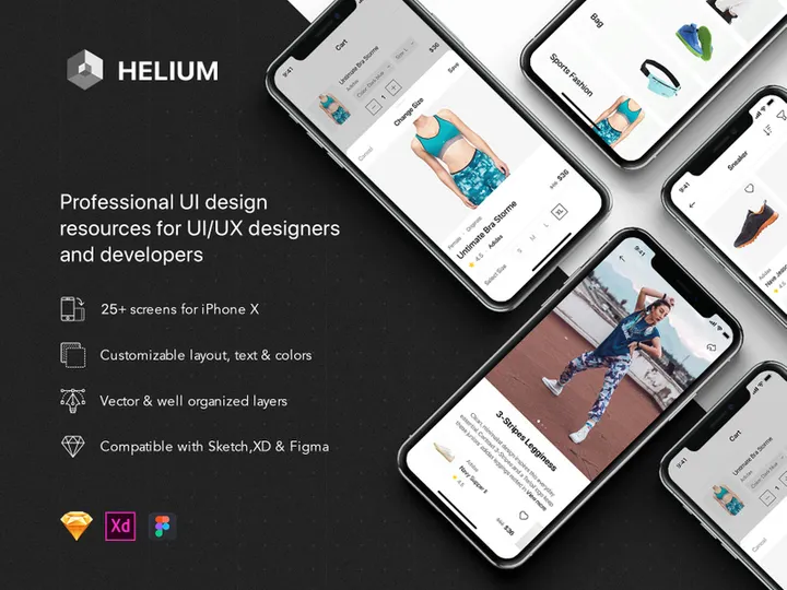 Helium - Fashion Shop UI Kit for Sketch