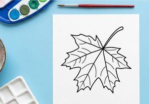 Detailed maple leaf illustration. Artistic botanical drawing for design projects