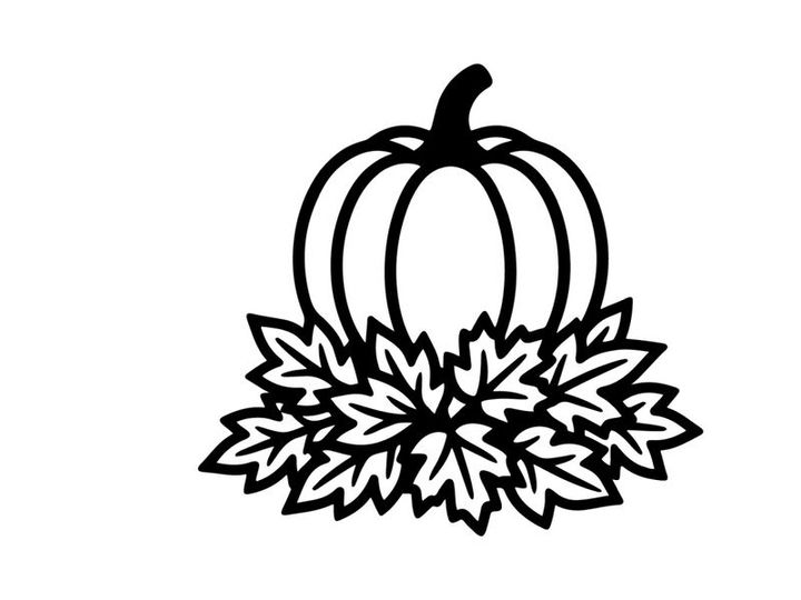 Stylized pumpkin with autumn leaves for fall harvest or Halloween decor