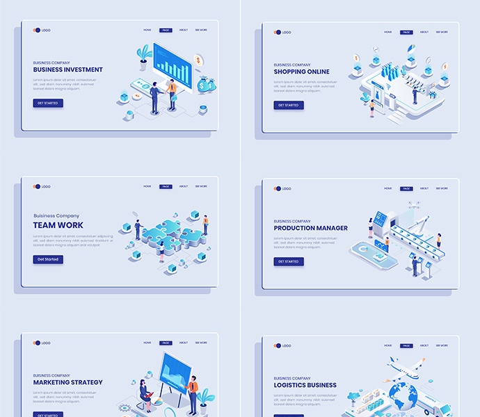Business Isometric Concept Langding Page