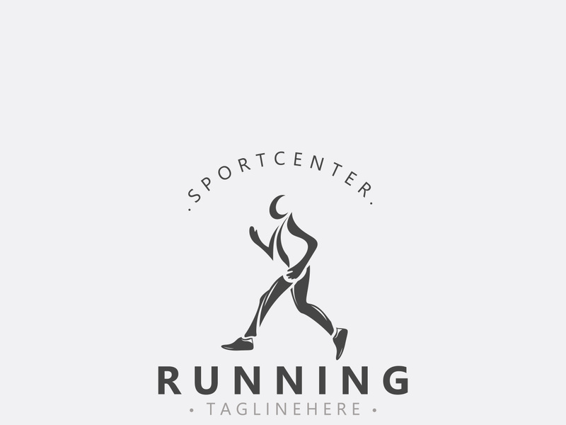 Running sport athlete logo design concept illustration template