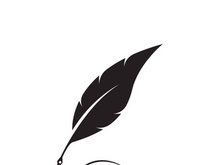 Feather quill design icon and logo illustration classic stationery