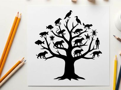 wildlife tree of life flat design vector illustration
