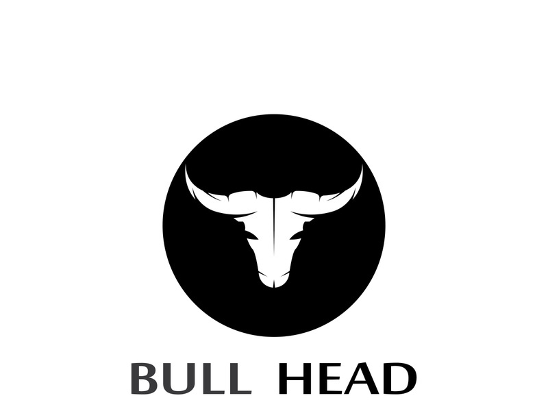 Retro vintage bull head horns logo.