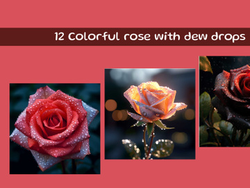 Colorful rose with dew drops preview picture